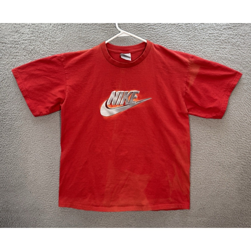 Vintage Nike Shirt Adult Medium Red Center Swoosh Grunge Thrasher Faded 90s Y2K